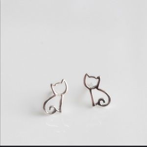 925 cut cat earrings